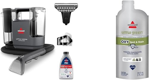 BISSELL Little Green Cordless Portable Deep Cleaner - 25V Lithium-Ion Battery & Boost Technology | Pro Oxy Spot & Stain Solution