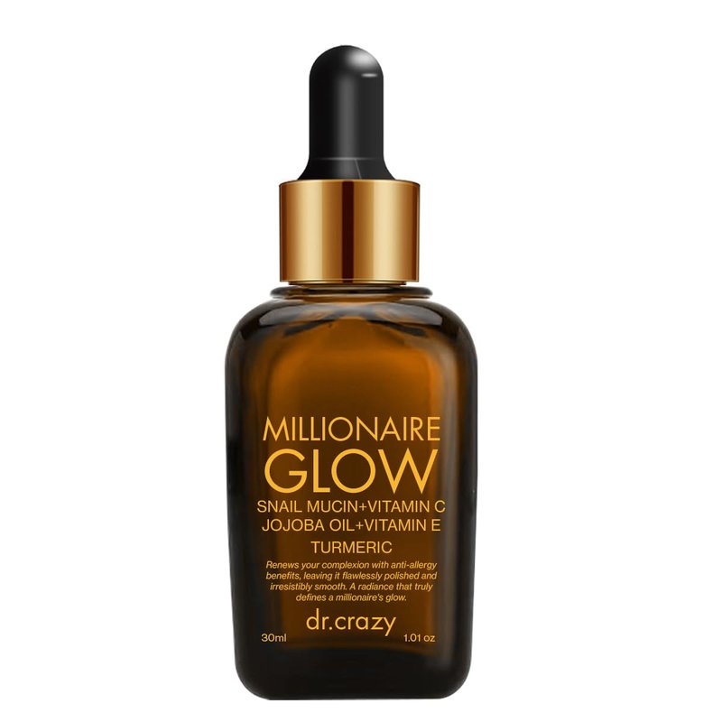 Dr. Crazy Millionaire Glow Vitamin C Serum for Face - Hydrating Glow Up Serum With Turmeric, Niacinamide, Hyaluronic Acid, Snail Mucin & Vitamin E - Fades Dark Spots & Evens Skin Tone â 30ml