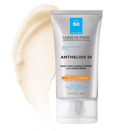 La Roche-Posay Anthelios Anti-Aging Primer with Sunscreen, 50 SPF, Blurs Fine Lines and Wrinkles with Daily Sun Protection