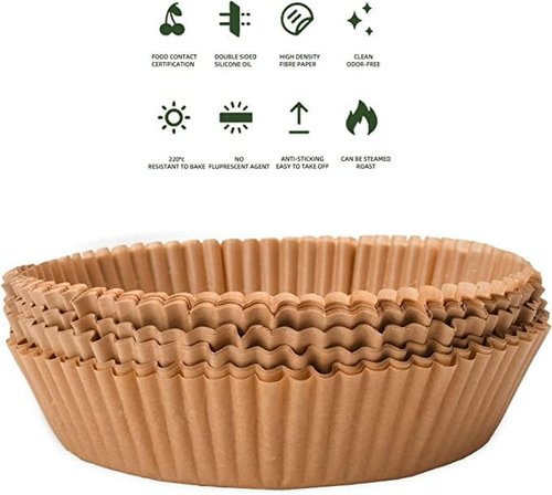 Air Fryer Liners - 100PCS Unbleached Non-Stick Paper for 2 to 5 Qt Air Fryers | 6.3 Inch