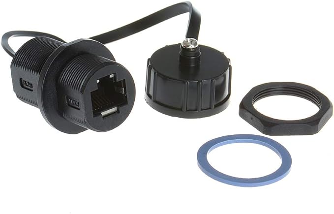 ANMBEST 5PCS Panel Mounting Shielded RJ45 Waterproof Cat5/5e/6 8P8C Connector Ethernet LAN Cable Connector Double Head Adapter with Waterproof/Dust Cap