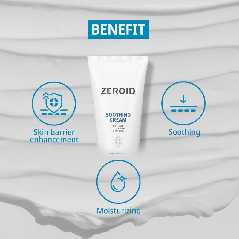 ZEROID Soothing Cream - Face Moisturizer for Sensitive Skin | Skin Barrier Repair | 2.7 fl oz (80ml)