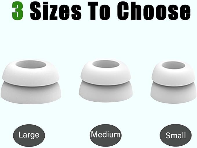 Luckvan Double Flange Earbud Tips for Beats Earbuds Replacement Cover Ear Tips for Beats Studio Buds+/Fit Pro/Solo Buds Earbuds Fit, 6 Pairs LMS White