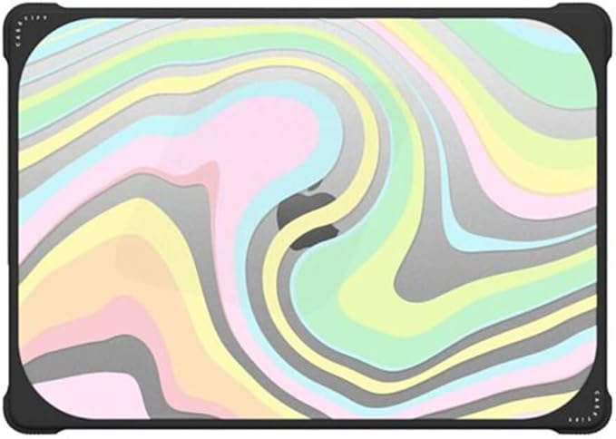 CASETiFY Bounce MacBook Pro 16-inch (M1-M5) Case [Enhanced Protective Corner Design/Ventilation Cutouts/Anti-Slip Grip] - Unicorn Retro Rainbow Swirls - Clear Black