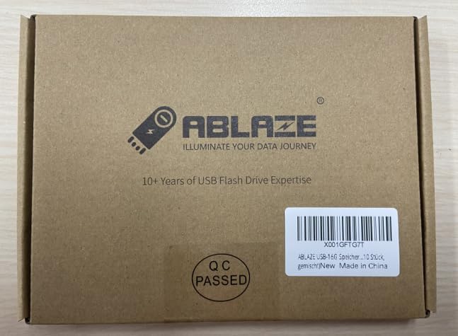 ABLAZE 16GB Flash Drive 10 Pack, USB 2.0 Memory Stick with Lanyards Swivel Thumb Drives Bulk Pendrive U Disk for Data Storage (Mixcolors)