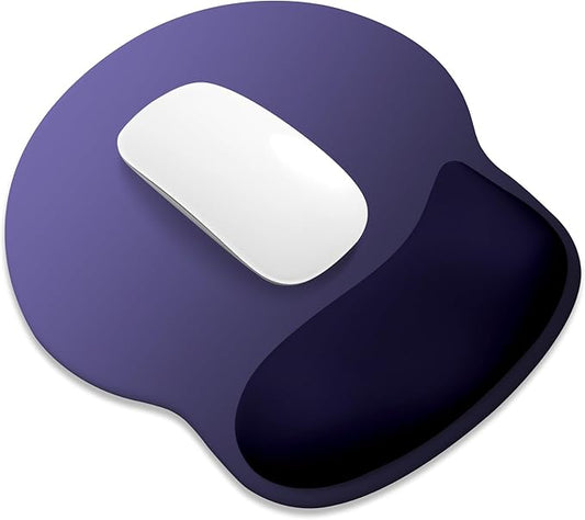 ITNRSIIET Ergonomic Mouse Pad with Wider Memory Foam Wrist Rest +17%, Curved Cushion Reduces Pressure 20%, Pain Relief, Non-Slip, Smooth, Cute Color Desk Accessory, 9.85 x 9 inch, Violet Gradient