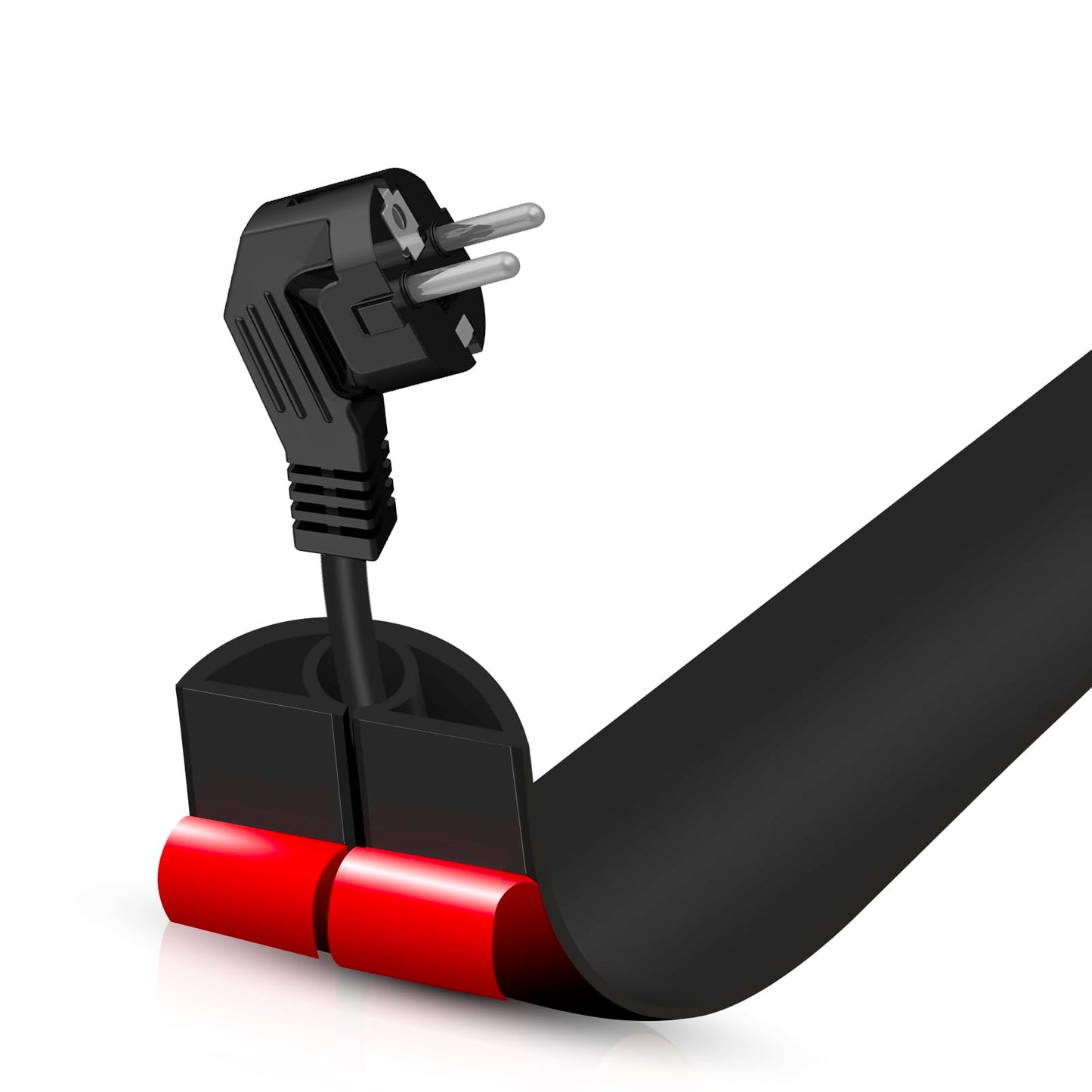 Floor Cord Cover Self Adhesive Cord Hider,3.3FT Cable Management, Extension Strip Protector for Wires, Prevent Cable Trips for Offices, Gyms, Exhibitions Cavity:0.3"(W) x 0.28"(H) Black