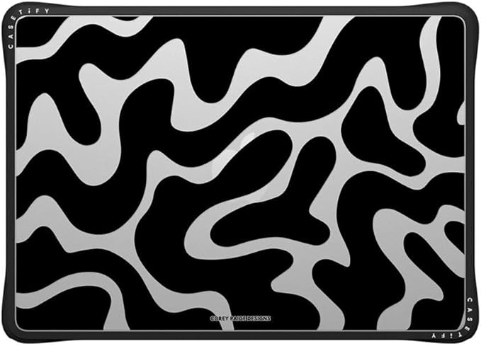 CASETiFY Impact MacBook Air 13.6" (M2-M5) Case [Cushioned Impact Corners/Scratch-Resistant/Anti-Slip Grip] - Black Abstract Shapes - Clear Black