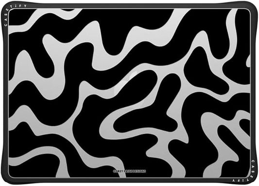 CASETiFY Impact MacBook Air 13.6" (M2-M5) Case [Cushioned Impact Corners/Scratch-Resistant/Anti-Slip Grip] - Black Abstract Shapes - Clear Black