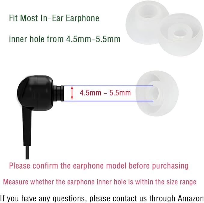 WKYMY Silicone Earbud Tips Replacement Ear Tips Earbud Cap for in- Ear Headphones Rubber Tips Eartips Large 10 Pairs