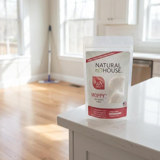 Natural House Moppy - Probiotic Floor Cleaner Pods - No Residue Formula - Multi-Surface Safe - Orange Mint Scent - 120 Count