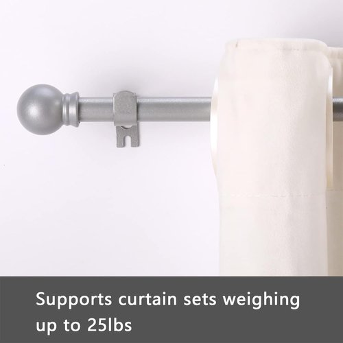 GXOACKJ Decorative Curtain Rods - Heavy Duty Metal, 66-120 Inch, Silver Finish with Brackets