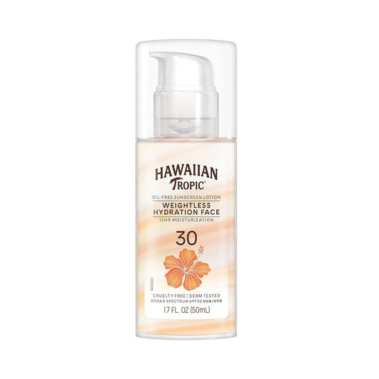 Hawaiian Tropic Weightless Hydration Sunscreen SPF 30 Twin Pack 6oz Each + Face Sunscreen SPF 30 Travel Size 1.7oz