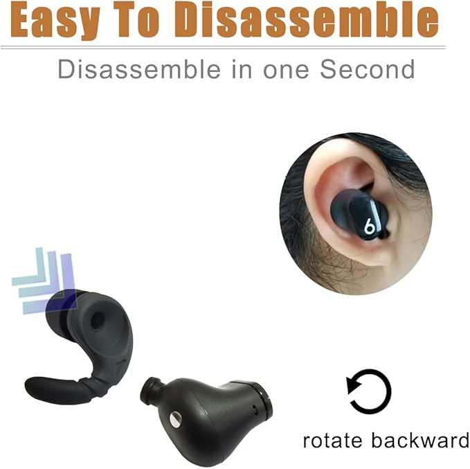 Silicone Ear Hook for Beats Earbuds, Universal Anti-Slip Replacement Ear Tips Compatible with Beats Studio Buds+/Beats Flex, 3 Pairs