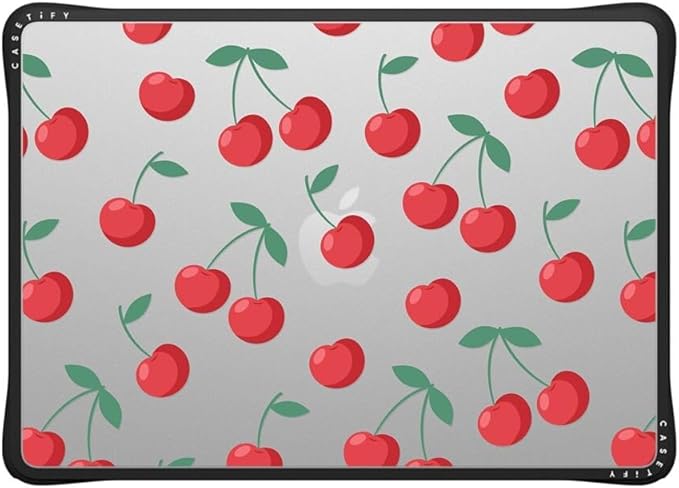 CASETiFY Impact MacBook Air 13.6" (M2-M5) Case [Cushioned Impact Corners/Scratch-Resistant/Anti-Slip Grip] - Cherries - Clear Black