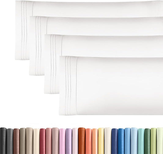 Skiennix Body Pillowcases Set of 4 | Soft 20x54 Long Pillow Covers for Comfortable Sleep - Machine Washable, Fade Resistant - White