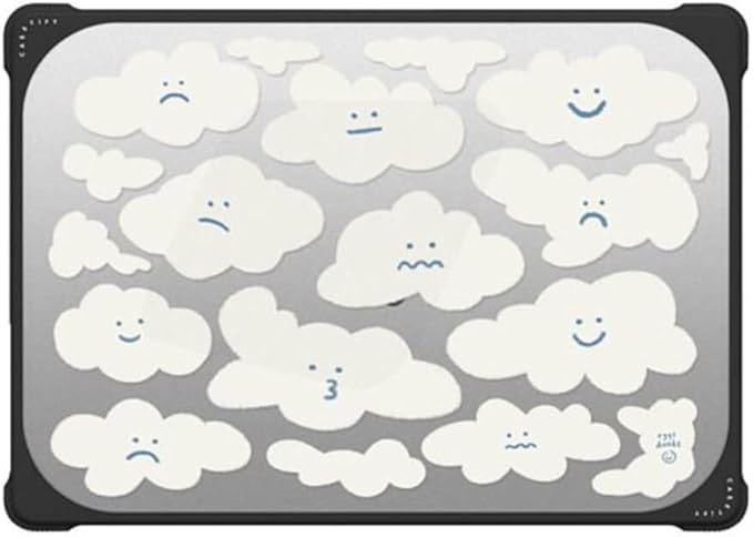 CASETiFY Bounce MacBook Pro 16-inch (M1-M5) Case [Enhanced Protective Corner Design/Ventilation Cutouts/Anti-Slip Grip] - Cute Clouds by Eggsdoodz - Clear Black