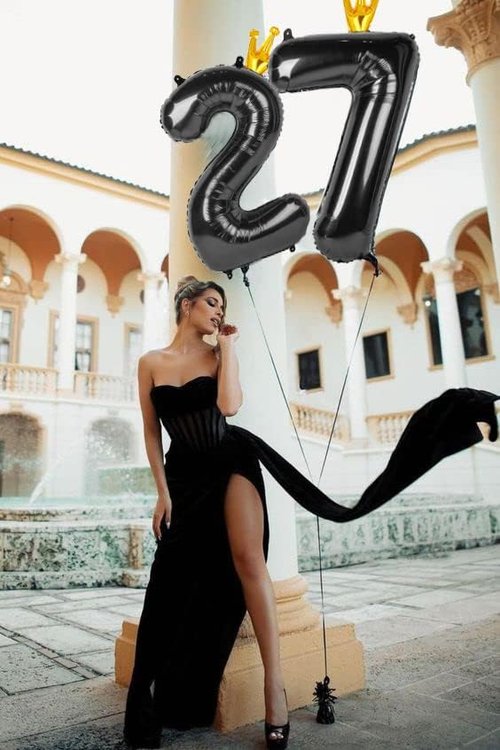 Black 40-Inch Number 6 Balloon - Perfect for Wednesday Birthday Party Decorations | Black Party Supplies