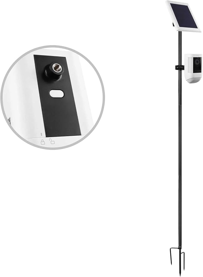 VOMENC Universal Ground Stake Mount Bracket for Outdoor Security Cameras and Solar Panels, Compatible with Ring, Blink, Eufy, Google Nest, Arlo, Wyze, SimpliSafe, 1/4 Screw Cameras (Black)