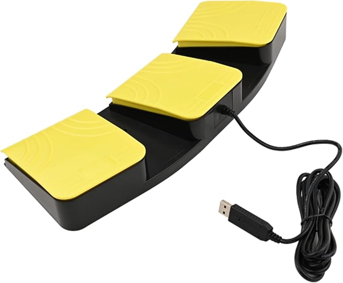 OLLGEN USB Foot Pedal for PC Gaming,Optical Control Foot Switch,Computer Map Mouse Keyboard Hotkey Combination Key Keypress Simulator Program Page Turner Transcription HID (Triple Pedal)