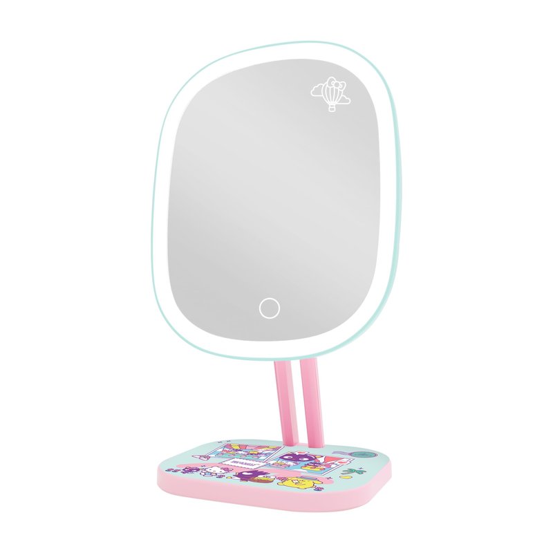 Impressions Vanity Hello Kitty and Friends Vacay Highlight LED Makeup Mirror with Artwork, Standing Mirror with White Strip LED Light and Adjustable Tilt, Portable Mirror with Soft Touch Sensor