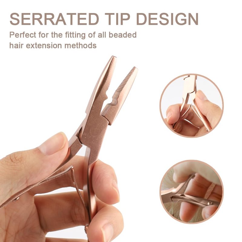 GlamorDove Hair Extension Tool Kit Microlink Pliers for Sewing Weft Extensions Hair Extension Beading Tool Hair Needle Pulling Hook Micro Bead Closer and Remover Pliers