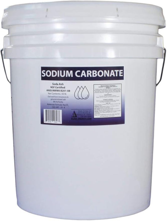 Duda Energy 50 lb Pail of Pure Sodium Carbonate Dense Soda Ash Na2CO3 pH Adjust Chemical Spa Pool Cleaning Dishwasher