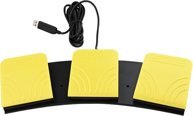 OLLGEN USB Foot Pedal for PC Gaming,Optical Control Foot Switch,Computer Map Mouse Keyboard Hotkey Combination Key Keypress Simulator Program Page Turner Transcription HID (Triple Pedal)
