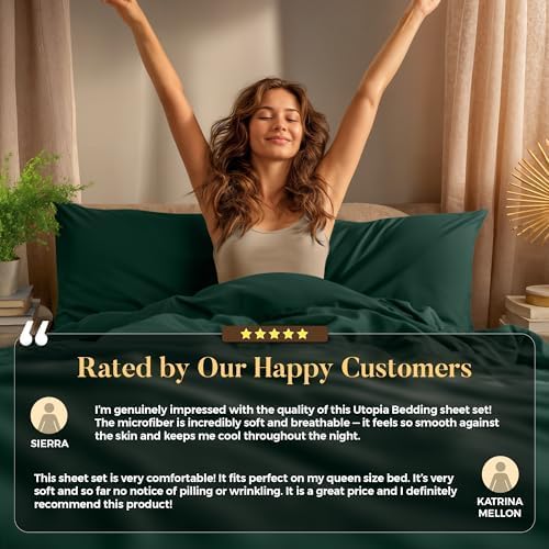 Utopia Bedding Twin XL Sheet Set - Soft Microfiber Bed Sheets with Pillowcase - Oeko Tex Certified (Emerald)