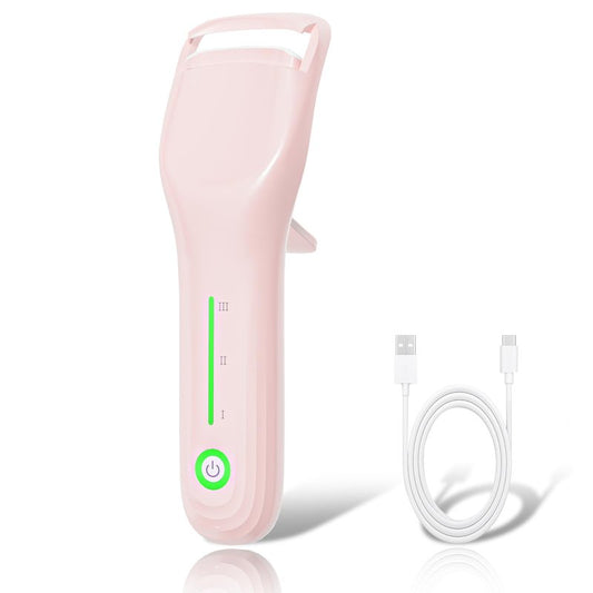 Heated Eyelash Curler for Women, Type-C Rechargeable with 3 Temp Settings & Silicone Pad for Natural C Curl, Travel-Friendly Heated Lash Curler (Pink)