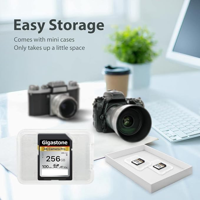 【5-Years Data Recovery】GIGASTONE 256GB SD Card, 4K Camera Pro, UHS-I A1 V30 SDXC Memory Card 4K UHD Video Compatible with Digital Camera, with 1 Mini Case