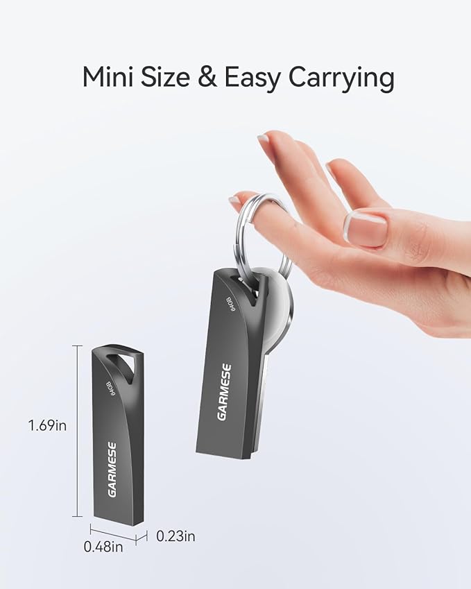 GARMESE 64GB USB 3.0 Flash Drive, Metal Waterproof & Slim Portable Memory Stick with Keychain Hole, Thumb Drive for PC/Laptop/Car/Travel Data Storage