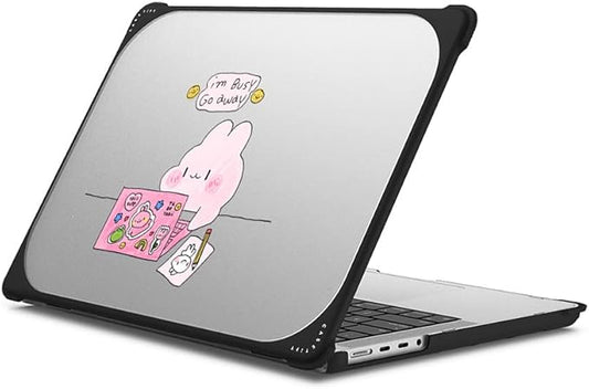 CASETiFY Bounce MacBook Pro 16-inch (M1-M5) Case [Enhanced Protective Corner Design/Ventilation Cutouts/Anti-Slip Grip] - I'm Busy MacBook Case by Tabetaaii - Clear Black