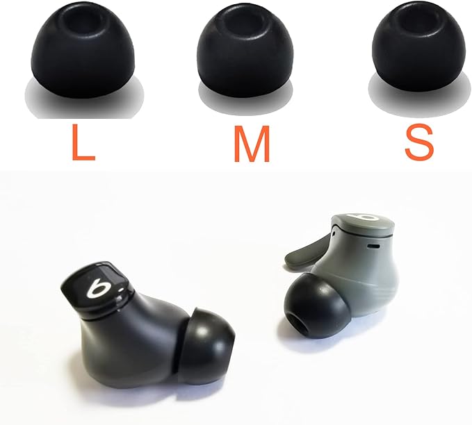 Silicone Ear Tips for Beats Fit Pro, Studio Buds, Powerbeats Pro 2, Solo Buds - 6 Pairs S/M/L Replacement Tips, Secure Fit Noise Isolation for Sports & Workouts (Black)
