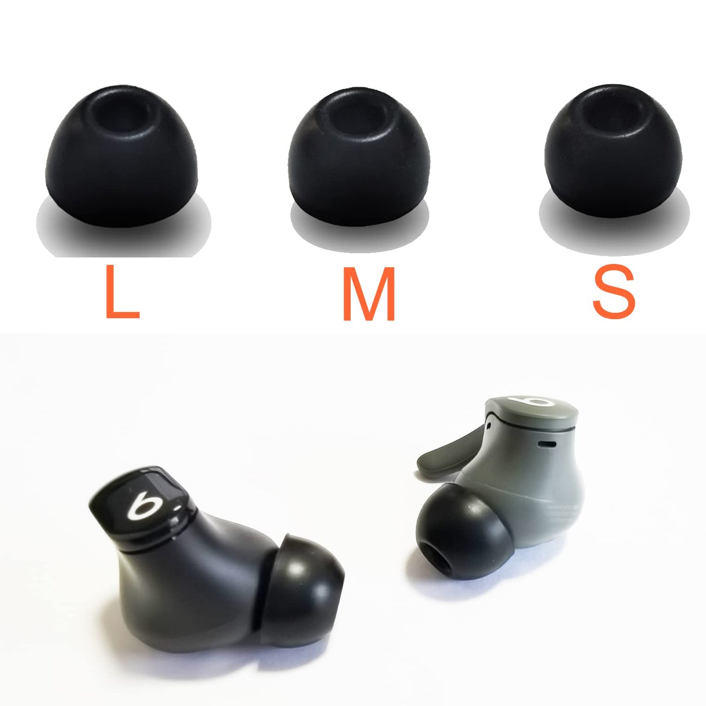 Silicone Ear Tips for Beats Fit Pro, Studio Buds, Powerbeats Pro 2, Solo Buds - 6 Pairs S/M/L Replacement Tips, Secure Fit Noise Isolation for Sports & Workouts (Black)