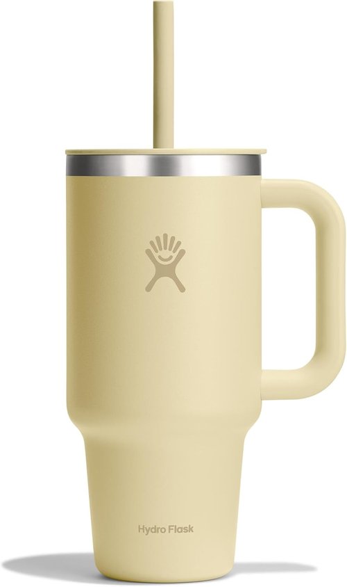 Hydro Flask Travel Tumbler - Insulated Stainless Steel with Handle, Lid & Straw | 32 Oz Starlight