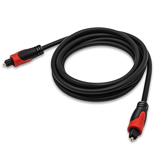 Kxable Optical Audio Cable 6.6FT/2M, Digital Audio Fiber Optic Cable Toslink, Flexible Jacket, Compatible with Home Theater, Sound Bar, PS4, Xbox, TV and More