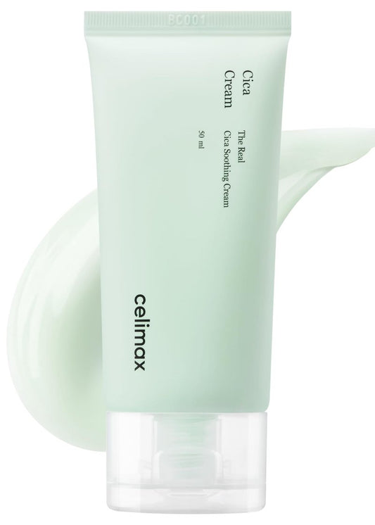 celimax The Real Cica Soothing Cream | with Fresh Cica Extract, Oil Free, Hydrating, Moisturizing, Calming, Dry Oily Combination Sensitive Skin, Korean Skincare, Lightweight Gel Cream, 50ml