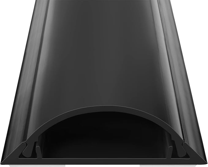 ZhiYo Cord Cover Floor, Large Capacity Floor Cable Cover, Hard PVC Cord Hider, Wire Cable Management Raceway, Black, Cord Cavity - 1.8"(W) x 0.6"(H)