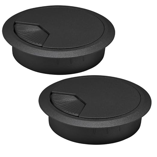 EASYEAH 2 Pcs Desk Grommet 3-1/8" / 80 mm, Desk Cord Hole Cover, Cable Grommet ABS Plastic, Desk Hole Grommet for Home & Office Pc, Detachable Adjustable Cable Cord Organizer-Black