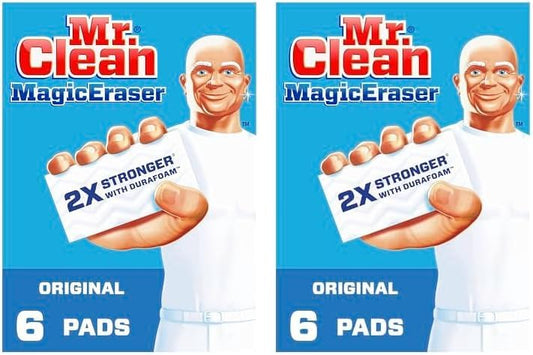 Mr. Clean Magic Eraser Cleaning Pads - Durafoam Technology, White, 12 Count (2 Packs)
