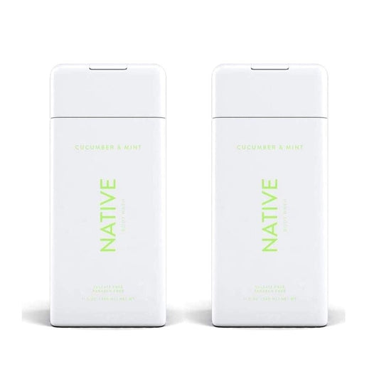 Native, Cucumber and Mint Body Wash 11.5 oz Bottles x2