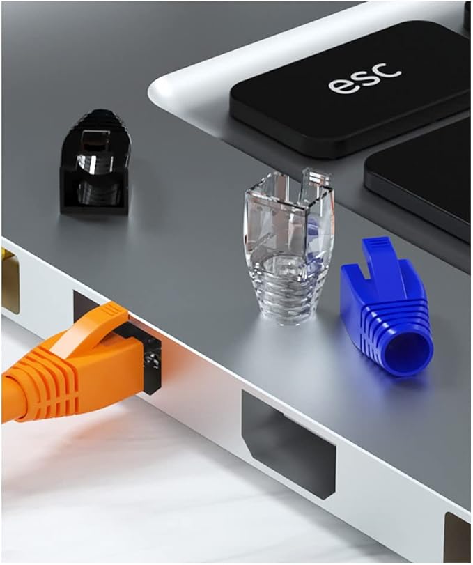 VIVOCH 50 Pcs Cat7 Cat7A Cat8 Strain Relief Boot, RJ45 Plug Connector Cover Modular Network Plug Connector Cap Cable Connector Boots, Red