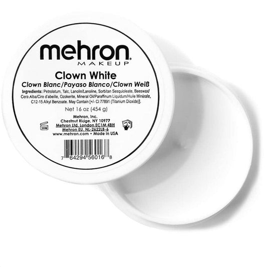 Mehron Makeup Clown White Professional Face Paint Cream Makeup | White Face Paint for Stage, Film, Cosplay, & Mime | Halloween Clown 16 oz (453g) | Made in the USA