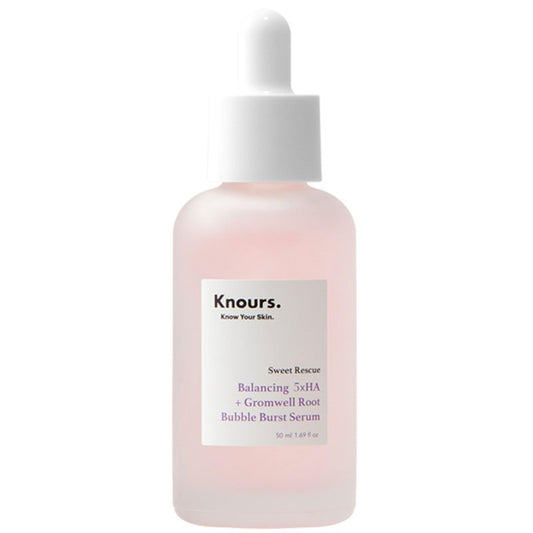 Knours. Balancing 5xHA + Gromwell Root Bubble Burst Serum, Rose Water Niacinamide Hydrating Improve Tone Korean Skincare Clean Beauty (50ml 1.69fl. oz.)