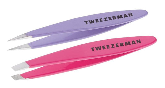 Tweezerman Mini Slant & Point Tip Tweezer Set - For Eyebrows, Travel