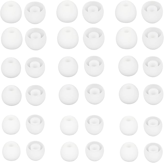 CYADCI Earbud Tips Soft and Comfortable Headphone Ear Tips Ear Bud Replacement Pieces Silicone Fit Most in-Ear Headphones，Inner Hole 3.8mm -5.5mm，18 Pairs White S/M/L Replacement Earbud Tips