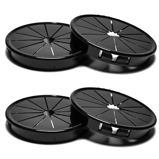 EASYEAH 4PCS Cable Grommets, 2-5/8"(70mm) Desk Hole Cover Petal Shaped Buckle Type Nylon Snap Bushing Grommet, Wire Hole Cover Insert for Cables and Cords Management and Protection of Cabinet, Black