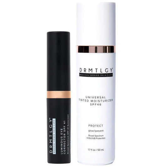 DRMTLGY Makeup Minimalist Duo SPF Bundle - Luminous Eye Corrector SPF 41 & Anti-Aging Tinted Moisturizer SPF 46