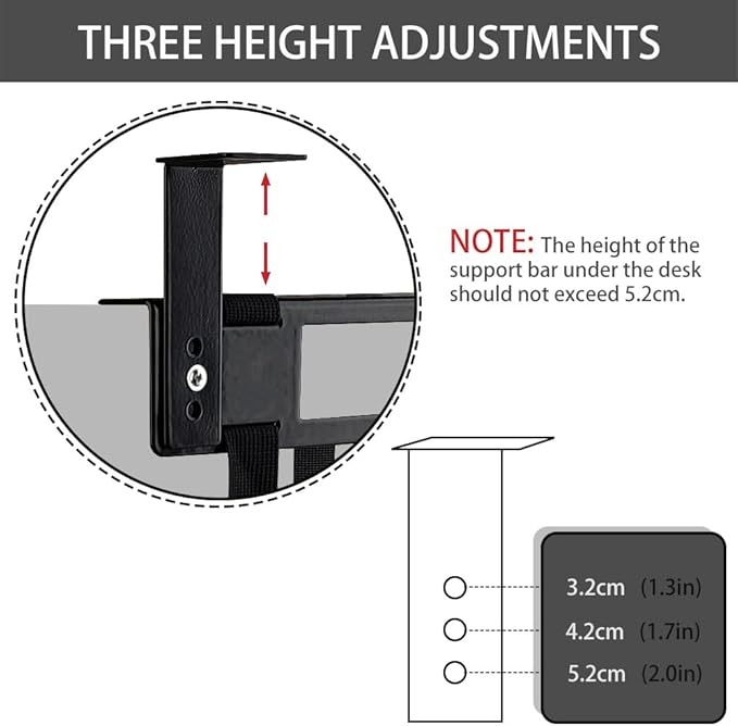FEYRUN Under Desk PC Mount with Anti Scratch Sponge, Adjustable CPU Holder Bracket for Computer Tower (Black, Fixed)